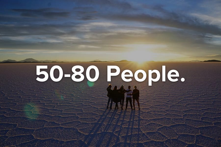 Travel the world with 50-80 people
